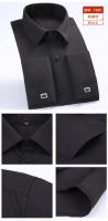 Camisa Larga De Cuello Alto Para Hombre Con Mangas Largas Y Faldones Franceses Para Primavera Otoño Negocios Sociales Banquetes Color Sólido Rayas Cómodo 6XL - details 5