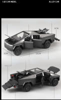 Modelo De Camión Tesla Cybertruck 1:32 Con Luz Y Sonido Coche De Metal Para Niños Regalo Con Maleta A914 Coche De Playa a Escala - details 2