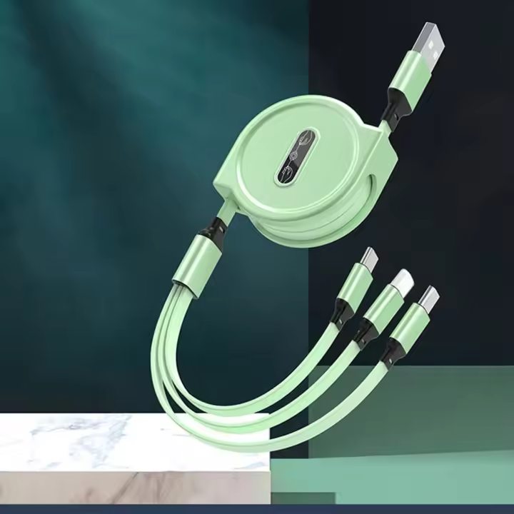 Cable De Datos Para Móvil NNBILI 2024 Nuevo Retráctil Carga Rápida Para Android Tipo-C Apple Xiaomi Samsung Tejido Tres En Uno - 1