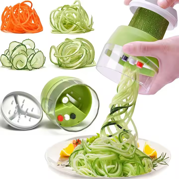 Cortadora de Verduras Spiralizer de Acero Inoxidable Portátil Corte de Mano de 4 en 1 - 1
