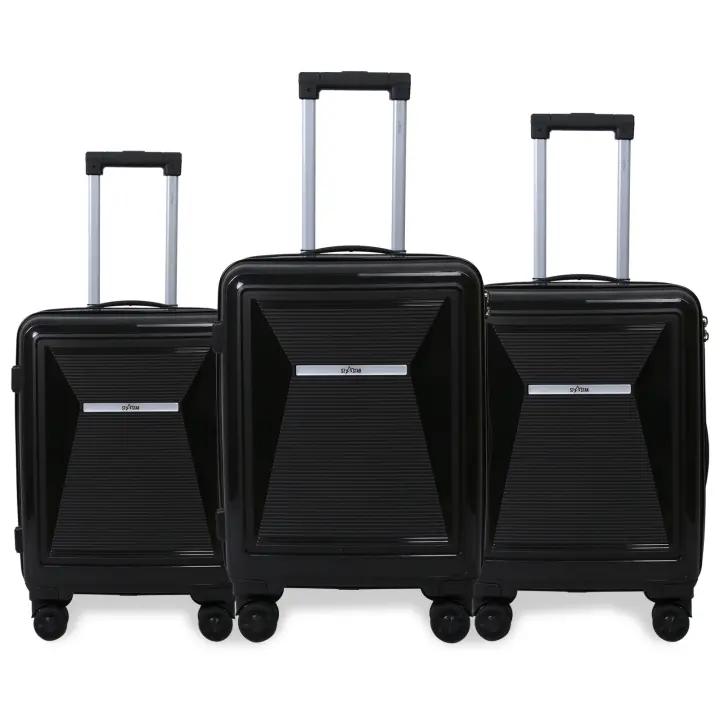 Set 3pcs Maleta Cabina Rayas, Juego Maletas de Viaje Rígida PP, Equipaje Rígido con 4 Ruedas 360°, Maleta Ligero Resistente de Viaje, Conjunto Equipaje Equipaje de Viaje Dura Trolley Set con 4 Ruedas Giratorias - 1