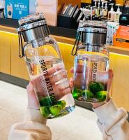 Botella De Agua De Vidrio Grande 2L Portátil Y Transparente Para Jugos Y Té Con Infusor Anti-Rotura Para Adultos - details 0