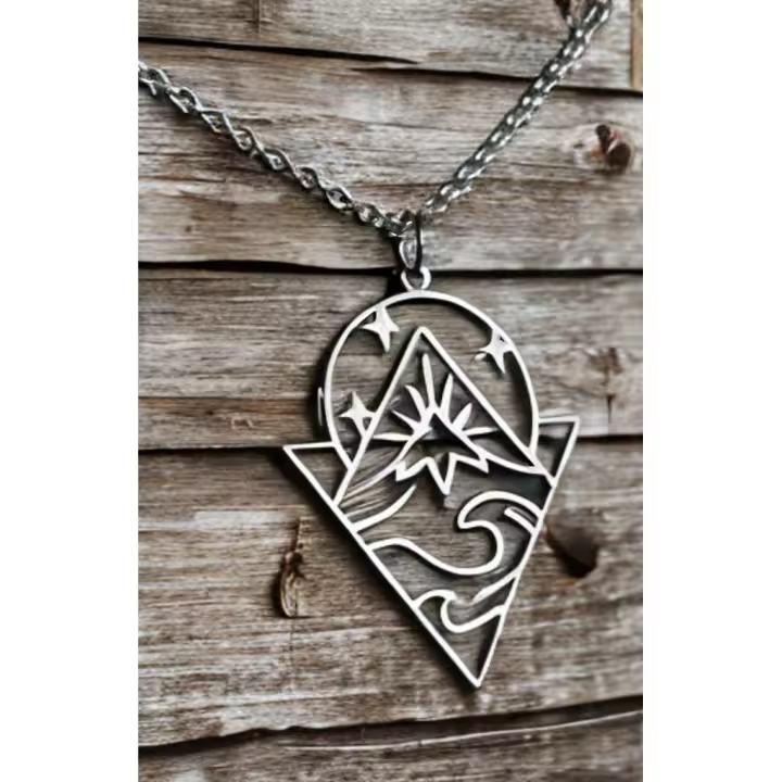 Collar de montaña, colgante de cordillera, regalo de montaña, encanto de montaña, regalo montañero, senderismo, excursión, viajero, bosque. - 1