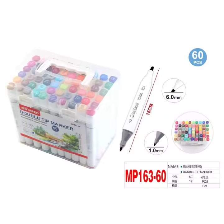 Marker Maletin 12/24/36/60 Rotuladores Doble Punta para Dibujar , Colorear, Pintar Dibujo,sin marca. Caligrafia Colores Surtidos Rotuladores Base Alcohol BFG. Despierta tu talento - 1