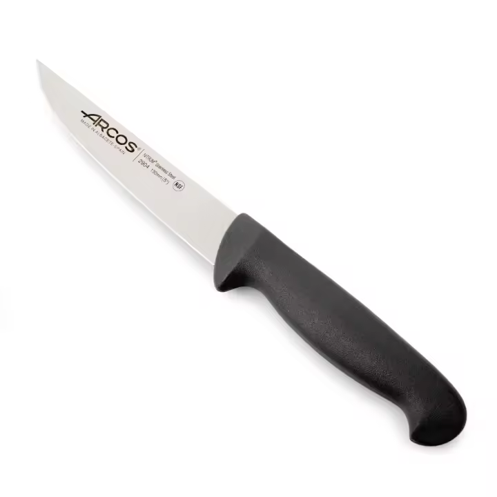 Arcos Cuchillo de Cocina Profesional - Hoja de Acero Inoxidable Nitrum 130 mm - Mango Ergonómico Polipropileno Negro - Corte Preciso y Duradero - Serie 2900 - 1
