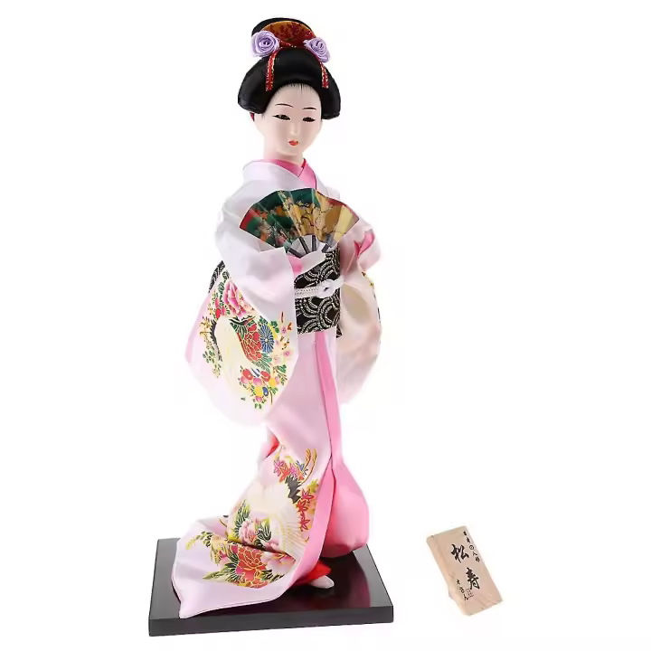 12 pulgadas kimono Japonés muñeca Geisha con ventilador Adornos regalo arte coleccionables cojín GI - 1