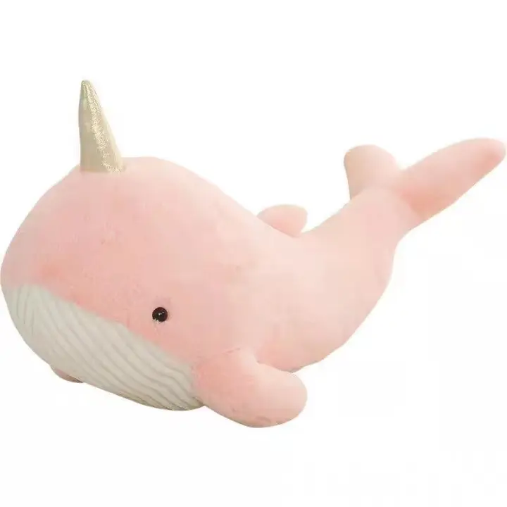 Muñeco De Peluche Narval De 60-120cm Juguete Suave Para Niñas Decoración De Habitación Delfín Azul Con Cuernos Regalo De Navidad - 1