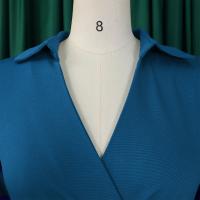 Vestido Elegante Para Oficina Para Mujer Cuello Redondo V Cintura Ajustada Pleated Midi Formal Business Work Dress OL - details 5