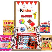 Lote Chocolates Kinder y Gominolas Haribo Regalo Cumpleaños. La Caja Contiene Chocolates Kinder y 4 Bolsas de Chuches Haribo de Cumpleaños. Kinder Bueno, Kinder Chocolate, Kinder Hippo y Conguitos. Caja Regalo WikiMark. - details 0