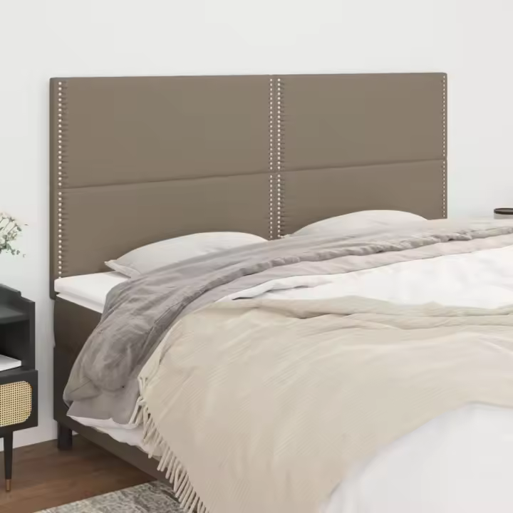 vidaXL Cabeceros 4 unidades tela gris taupe 80x5x78/88 cm - 1