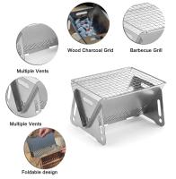 Parrilla De Camping BBQ De Acero Inoxidable Plegable Para Exterior Estilo De Cocina Al Aire Libre Stove De Carbón Material De Madera - details 3
