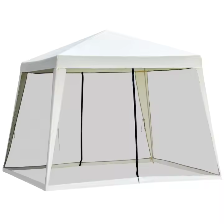 Outsunny Carpa de Jardín 3x3 m Cenador con 4 Partes Laterales Mosquitera con Cremallera Protección UV para Patio Exterior Eventos Fiesta - 1