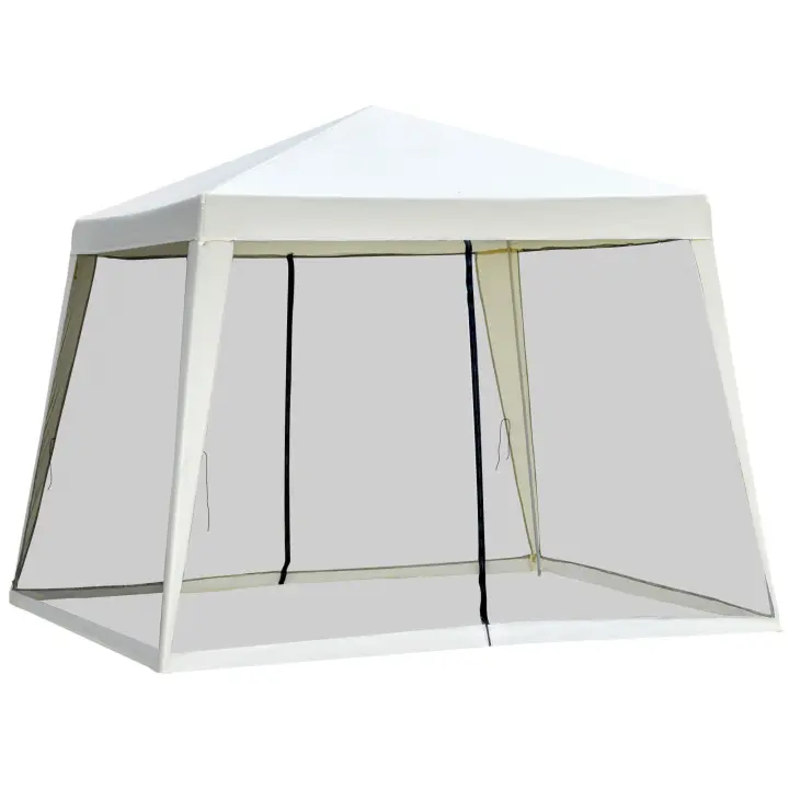 Outsunny Carpa de Jardín 3x3 m Cenador con 4 Partes Laterales Mosquitera con Cremallera Protección UV para Patio Exterior Eventos Fiesta - 1