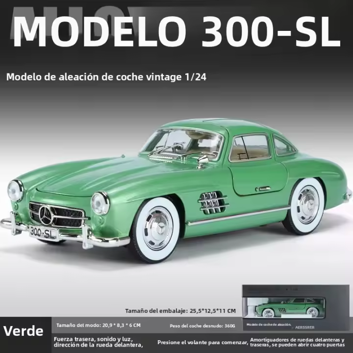 Modelo De Coche Clásico 1:24 Benz 300SL 1936 Con Sonido Y Luz Juguete Educativo Para Niños Coleccionable De Metal Regalos Para Cumpleaños - 1