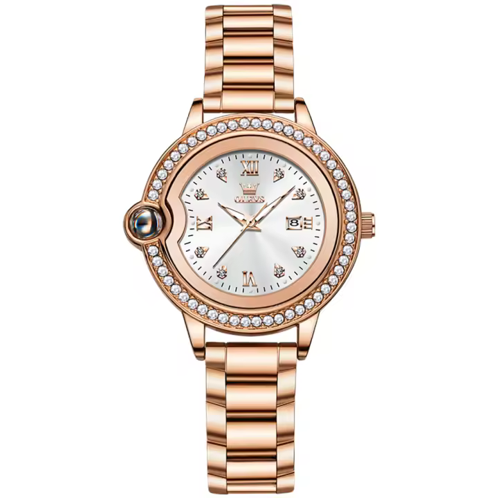 Reloj De Cuarzo Para Mujer OLEVS 5588 Resistente Al Agua Con Fecha Y Luz Núcleo De Acero Inoxidable Reloj De Pulsera De Moda - 1