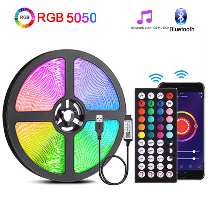 Tira De Luces LED RGB 5050 Flexible 5V Con Control Remoto Infrarrojo USB Para Festivales Fiestas TV Mesa Dormitorio - 1