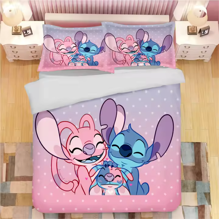 Juego De Sábanas Lilo Y Stitch 3pcs 100% Poliéster Para Niños Y Niñas Sin Relleno Diseño De Stitch Para Cama - 1