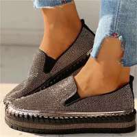 Zapatos Plataforma Planos De Mujer 2024 Primavera Moda Al Aire Libre Con Pedrería Tacón Delgado Casual Cómodo Versátil Talla Real - details 6