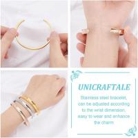 3pcs Pulsera De Acero Inoxidable Ajustable Ovalada De 60mm Con Grosores Para Inlay 3 Colores Blank Bracelet Simple Para Joyería - details 3