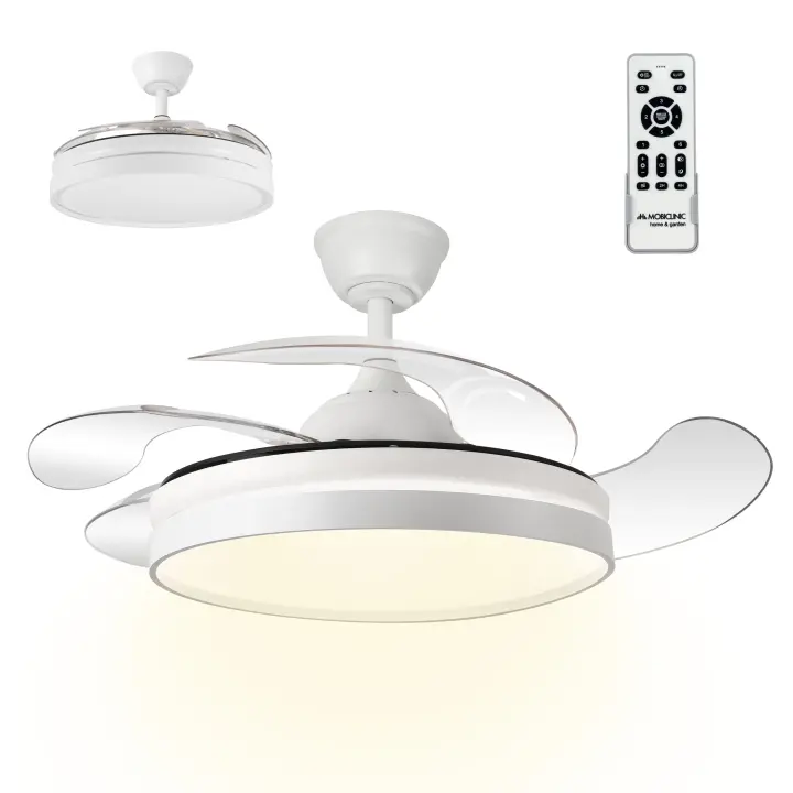 Ventilador de techo Mobiclinic 4 aspas 6 velocidades 3 modos iluminación Luz LED Mando a distancia Oasis - 1