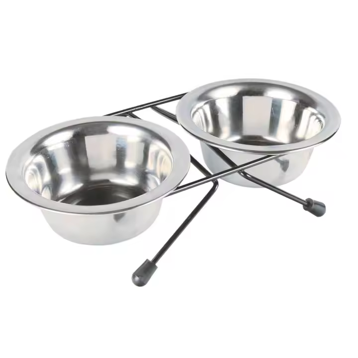 Trixie Set Comederos para Perros en Soporte de Acero Inoxidable con Estructura Metálica Resistente - 1
