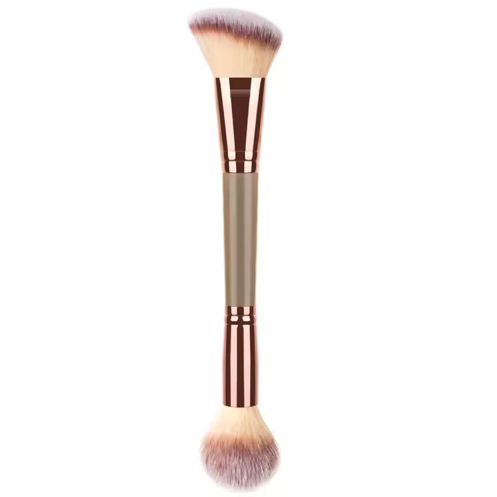 Pinceles de maquillaje de doble punta para contornear, difuminar y broncear. Brocha angular para base y corrector. Pelo de lujo premium para una aplicación impecable de maquillaje líquido, en crema y en polvo. - 1