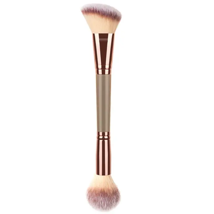 Pinceles de maquillaje de doble punta para contornear, difuminar y broncear. Brocha angular para base y corrector. Pelo de lujo premium para una aplicación impecable de maquillaje líquido, en crema y en polvo. - 1