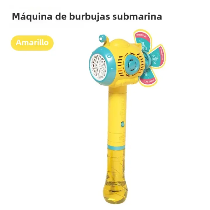 Máquina De Burbujas Automática Para Niños Palanca De Viento Portátil Juguete De Verano Para Exteriores No Tóxico Color Amarillo - 1