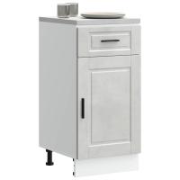 vidaXL Mueble bajo de cocina Porto madera contrachapada blanca en color Blanco/Gris hormigón/Blanco brillante y más | almacenamiento funcional diseño moderno para baño dormitorio sala - details 1