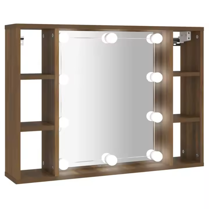 VidaXL Mueble con Espejo y LED color Roble marrón 76x15x55 cm - 1