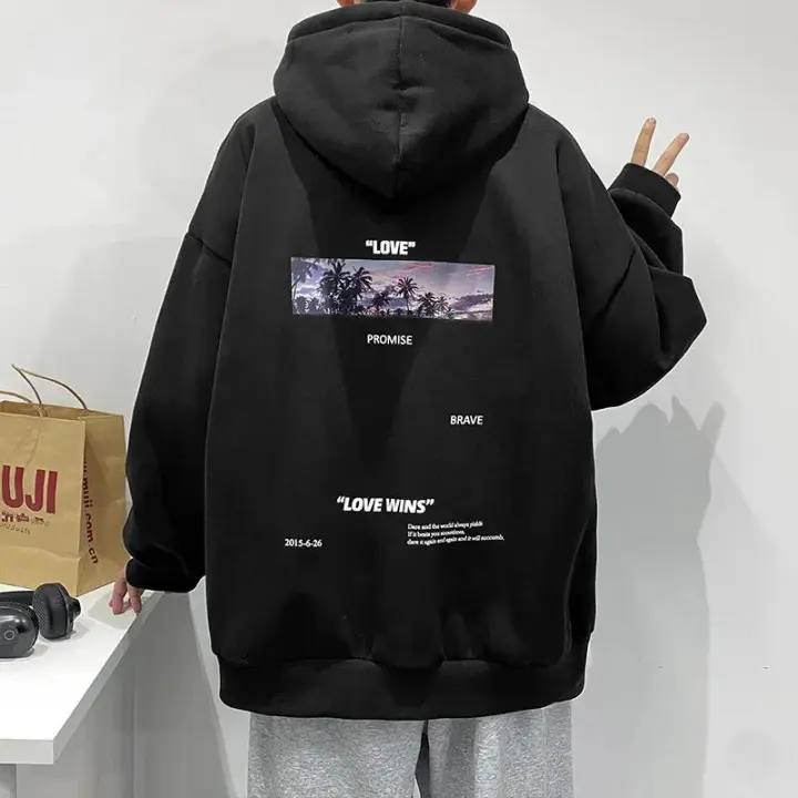  Sudadera De Moda Para Hombre Cuello Alto Casual Estampado Kawaii Hip Hop Estilo Harajuku Oversized Para Otoño Primavera - 1