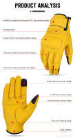 Guantes De Motocicleta De Cuero Vintage 2024 Para Hombres Negro Antifalla Moto Cross Motocarrilera Táctil M-XXL Protección Completa - details 12