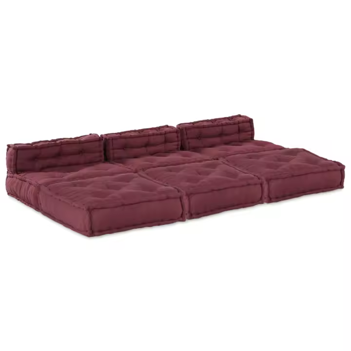 Pouffes Modulares vidaXL 4 pcs Tela Burdeos - 1