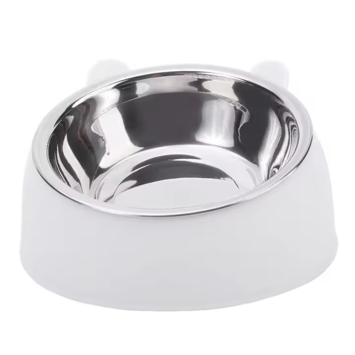 Tazón De Alimentos Para Gatos Y Perros De Acero Inoxidable Creativo Y Lindo Inclinado Para Mascotas Alimento Y Agua - 1