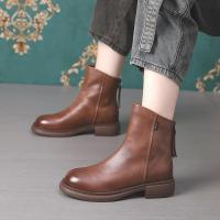 Botas De Mujer Estilo Británico Con Suela Gruesa Cómodas Y De Moda Almidón De Pierna Media Estilo Coreano Zapatos De Invierno - details 1