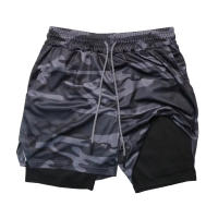Shorts De Fitness Para Hombre Doble Capa 2 En 1 Deporte Entrenamiento En El Gimnasio Quick Dry Running Verano Talla Verdadera - details 5