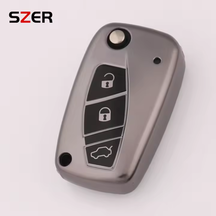 Funda De Llave De Coche En Color Grau TPU Suave Para Fiat 500 Panda Stilo Punto Doblo Grande Bravo 500 Ducato Minibus Accesorios - 1