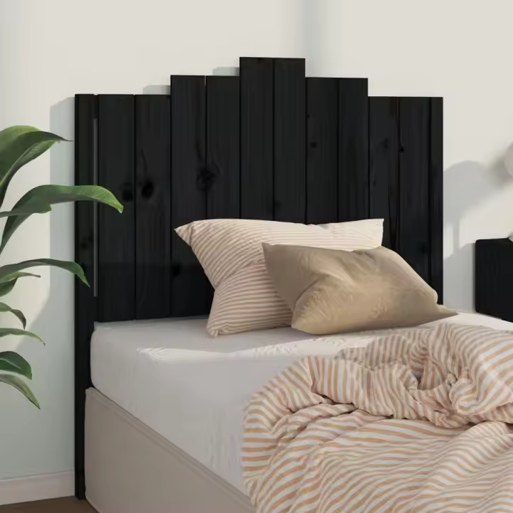 vidaXL Cabecero de cama madera maciza de pino negro 106x4x110 cm - 1
