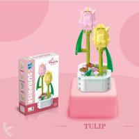 Juego De Bloques De Construcción De Bouquet De Flores Simulación ( Girasol Rosa Tulipán) Juguete Para Mujeres Decoración De Escritorio Romántica Regalos Para Niñas - details 14