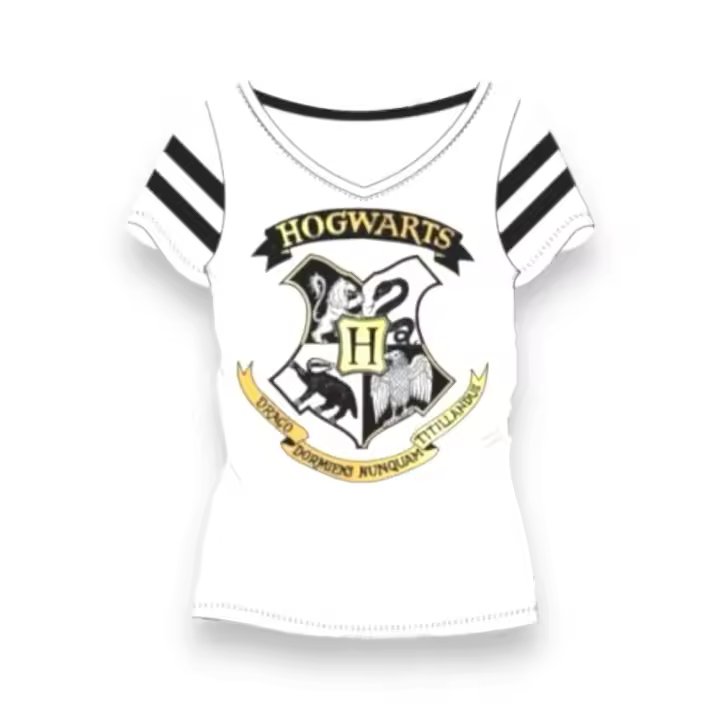 Camiseta Mujer Harry Potter Escudo Hogwars Logo Dorado 100% Algodón - E Plus M regalo para mujer - 1