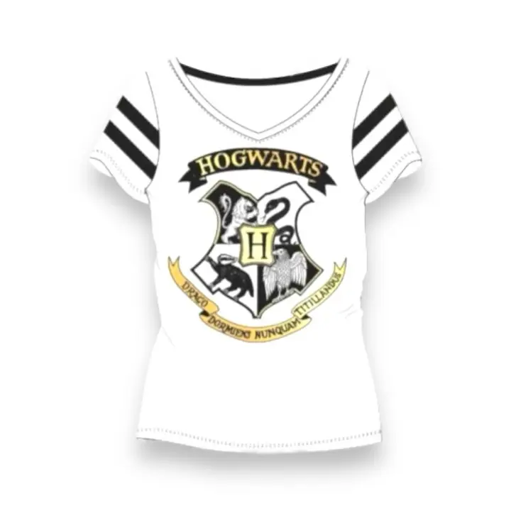 Camiseta Mujer Harry Potter Escudo Hogwars Logo Dorado 100% Algodón - E Plus M regalo para mujer - 1