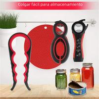 Abrepuertas Multifuncional 6-en-1 Abrebotellas Y Tapa De Botella Con Antideslizante Accesorio De Cocina Ecológico De Aluminio - details 10