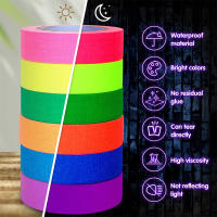 6pc Cinta Fluorescente UV Neón Para Decoración De Casas Bodas Y Fiestas En La Oscuridad Advertencia De Escaleras Tela Reacciona Al Luz Negro - details 11