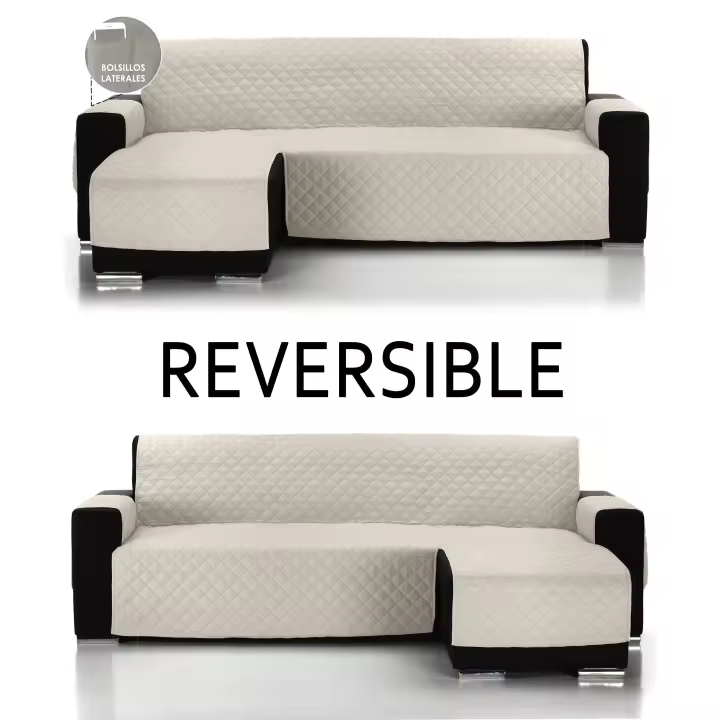 ALMERITEX 2000 Cubre Sofa Chaise Longue Reversible - Protector Sofá-Acolchado Sofá-fácil de Limpiar - 1