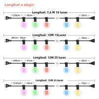 Cadena De Luces RGB 50FT Impermeable G40 Para Jardín Decoración De Navidad Colores Conectables Luz Colgante Para Exterior - details 2