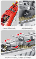 Bloques De Construcción Militar WW2 Gran Buque De Guerra Modelo En Ladrillo Juguete Educativo Para Niños Regalo De Fiestas Para Niños Hombres - details 27