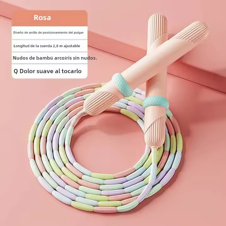 Cuerda De Saltar De Bambú 2.8M Con PVC Y Perlas Suaves Para Principiantes Adultos Y Niños Sin Enredos Fitness Ejercicio - 1