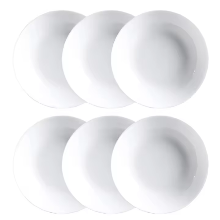 Luminarc Caja 6 Platos Hondos Opal 20cm Blanco - Vidrio Templado Extra Resistente - 1