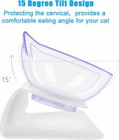 Cuenco transparente para Gatos, Cuenco Doble ajustable con soporte Elevado, Agua y Comida previene Las - details 1