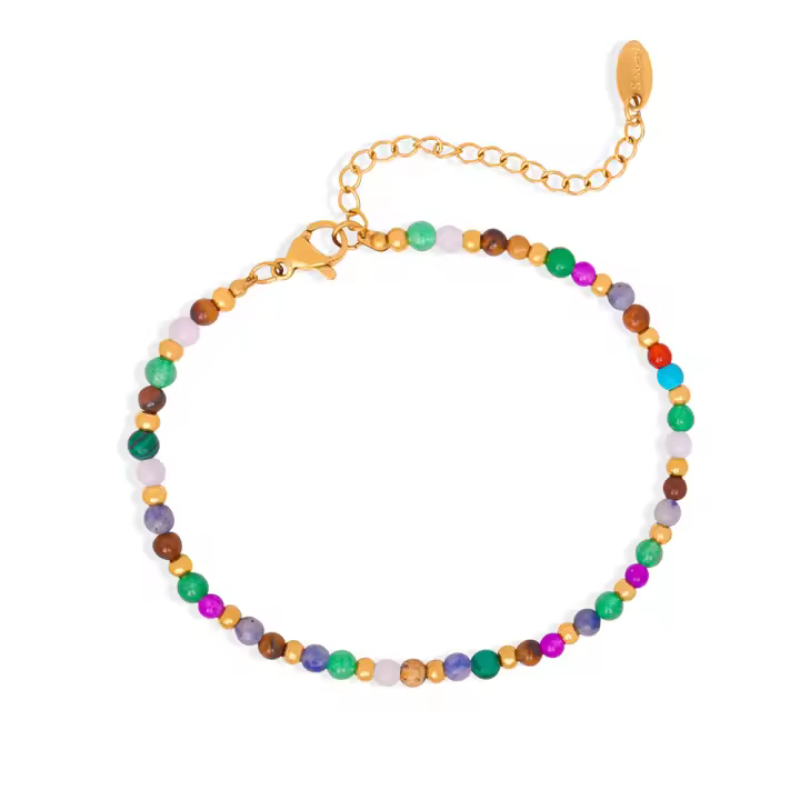Nuevo Sentido de alto nivel de estil étnico Bohemio Piedra natural Colores combinados pulsera hecha a mano de cuentas Mujer Cien con accesorios - 1
